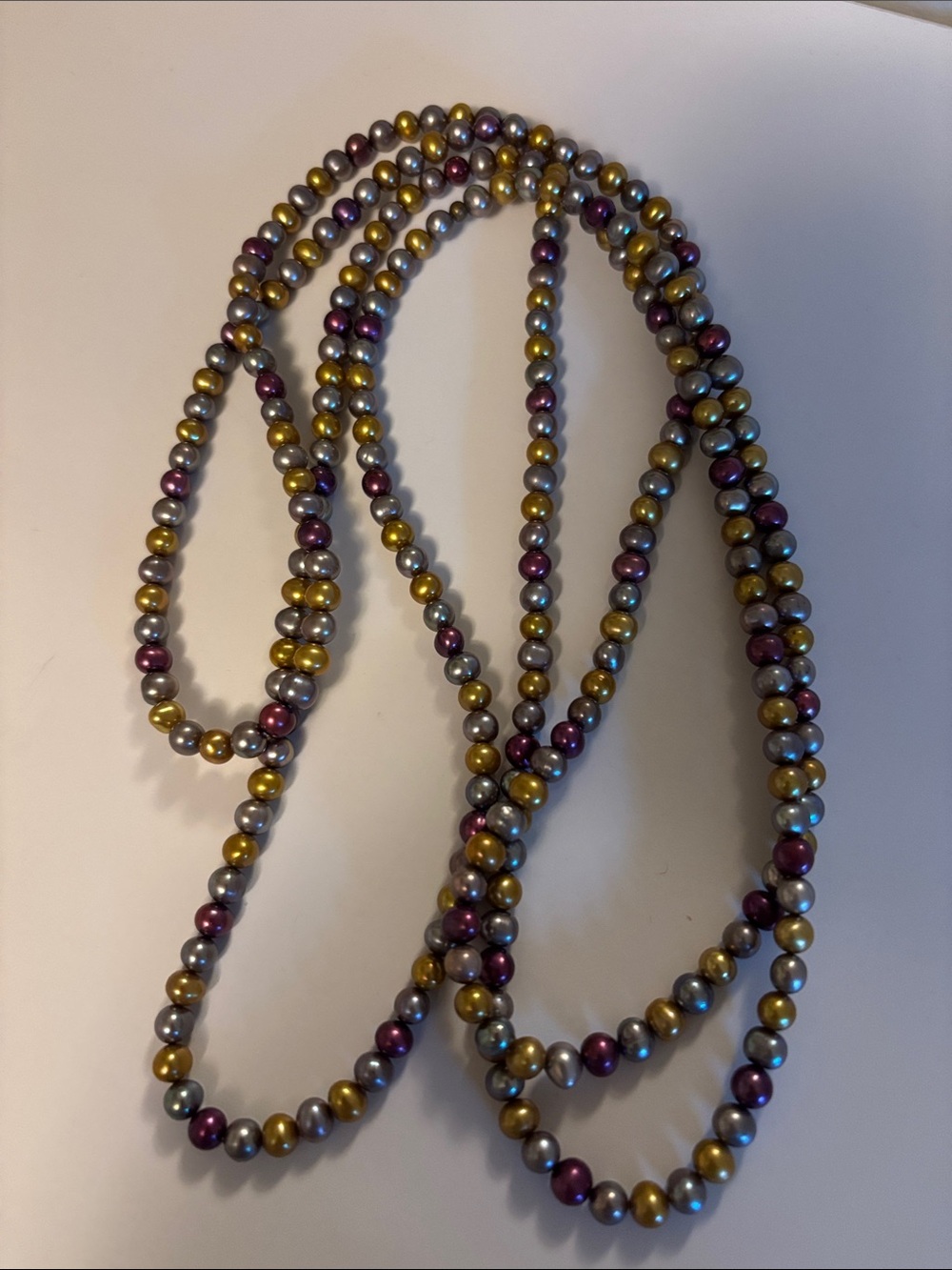 30” Multicolor Pearl Bead Necklace - Gold, Purple & Gray